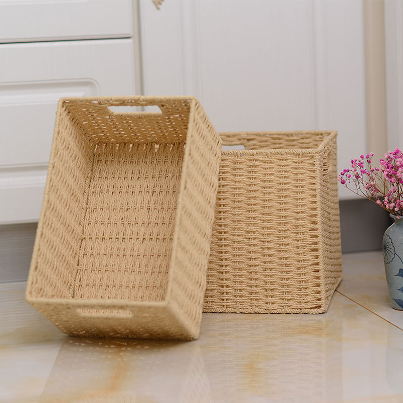 New style woven basket portable frame storage basket imitation rattan weaving miscellaneous storage basket desktop snack storage LSC