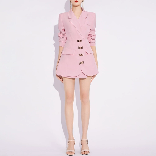 AUI Розовый пиджак классического кроя, юбка, осенний комплект, премиум класс