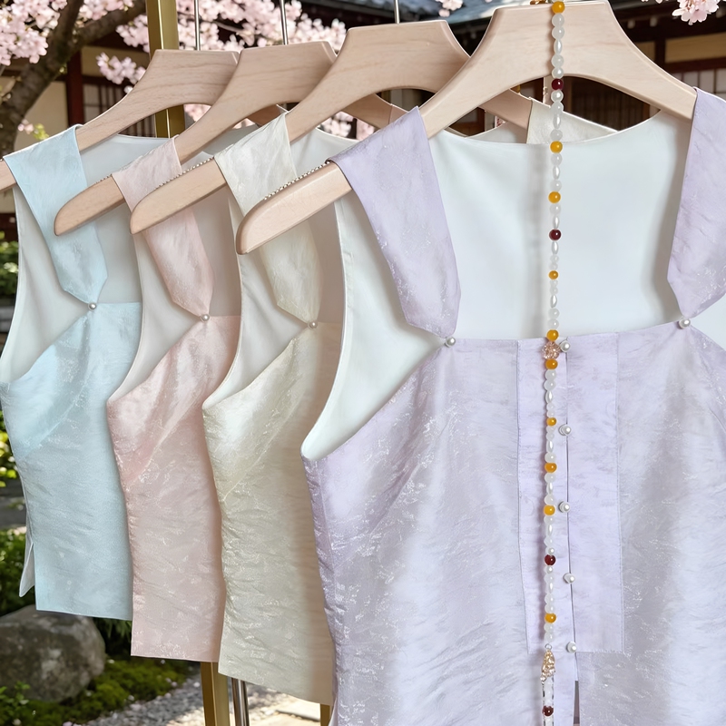 Ming Dynasty-Style Waist Belt, Spring and Autumn Dreamy Design, Improved Tencel Jacquard, Pearl Buckle, Lightweight, Breathable, Versatile, Women's Everyday Wear Ming Dynasty-Style Waist Belt, Spring and Autumn Dreamy Design, Improved Tencel Jacquard, Pearl Buckle, Lightweight, Breathable, Versatile, Women's Everyday Wear