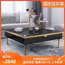 Light luxury coffee table TV cabinet combination modern simple Hall marble surface New Net Red Square household coffee table
