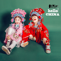 The theme of the photo studio for children to shoot the small flower Dan pom phoenix crown seven stars Beijing Opera headdress Chinese style phoenix crown tide