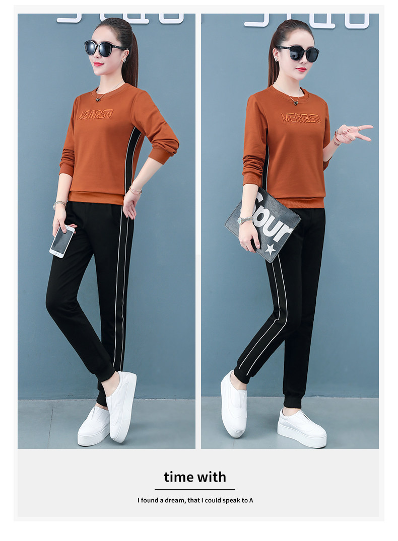 Лонгслив для отдыха, хлопковый весенний спортивный костюм, осенний комплект, коллекция 2021, оверсайз для девушки 