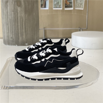 Givenivan senior feel full ~ new waffle shoes 100 hitch sneakers black genuine leather thick bottom 5CM casual
