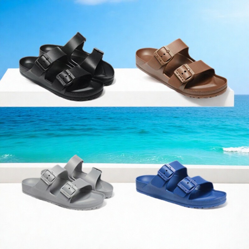 Boken Double Buckle Slippers Lightweight Non-Slip Sandals for Men and Women Trendy Eva Shoes Outdoor Correct Letter Shoes