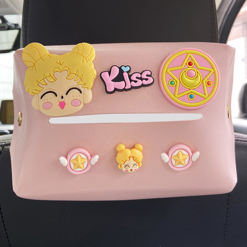 Car Towels Box Hanging Cartoon Cute Woman Creative Car Pumping Cardboard Box Visor Armrest Case Paper Towel Box-Taobao