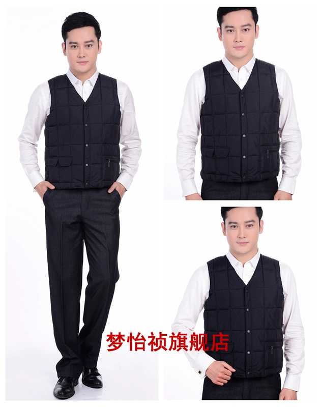 Áo vest nam trung niên cotton nam trung niên ấm áp cotton vest mùa thu và mùa đông vest ấm