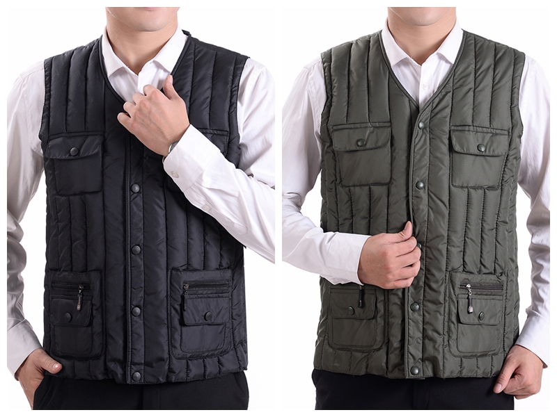 Áo vest trung niên cha mùa thu và mùa đông mới dày nam trung niên vest vest ấm áp xuống áo vest cotton vest nam trung niên