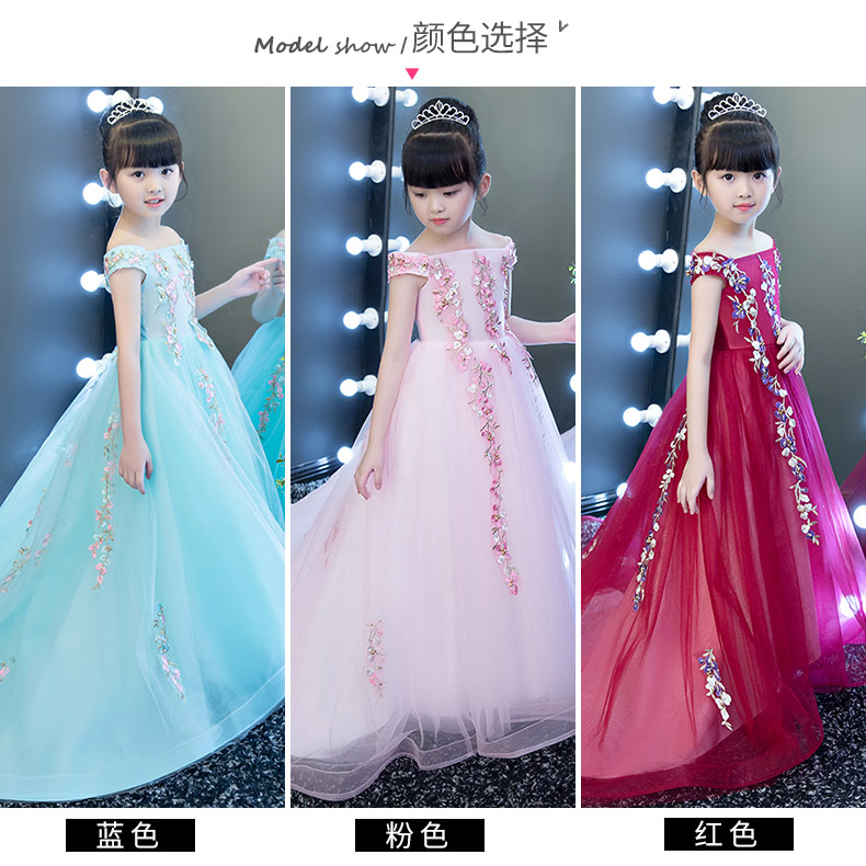 Váy một vai trẻ em váy công chúa cô gái lông bông trang phục cô gái catwalk nhỏ chủ trang phục buổi tối quần áo trẻ em