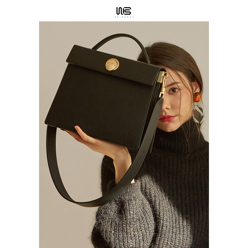 Genuine leather bag 2023 new small square bag organ handbag large capacity OL single shoulder bag light and luxurious satchel bag-Taobao