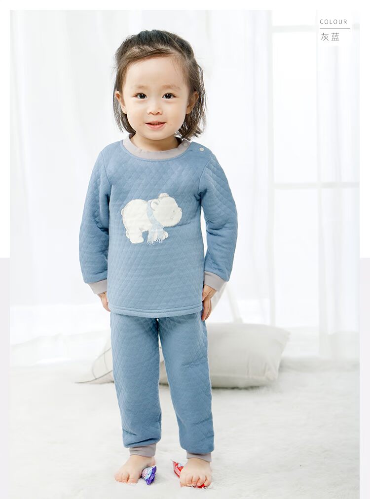 Quần áo ấm cho bé phù hợp với đồ lót trẻ sơ sinh cotton bông dày nam và nữ trẻ em quần áo mùa thu đồ ngủ mùa thu và mùa đông áo trẻ em
