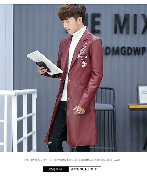 Sinh viên da nam dài phần lông lớn cổ áo nam thanh niên áo gió nam phiên bản Hàn Quốc của tự làm dày tóc stylist áo khoác da - Quần áo lông thú áo ấm nam