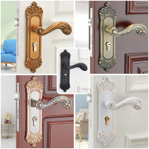 European style indoor hand lock household silent mechanical door lock solid wood door lock hardware bedroom handle three-piece set