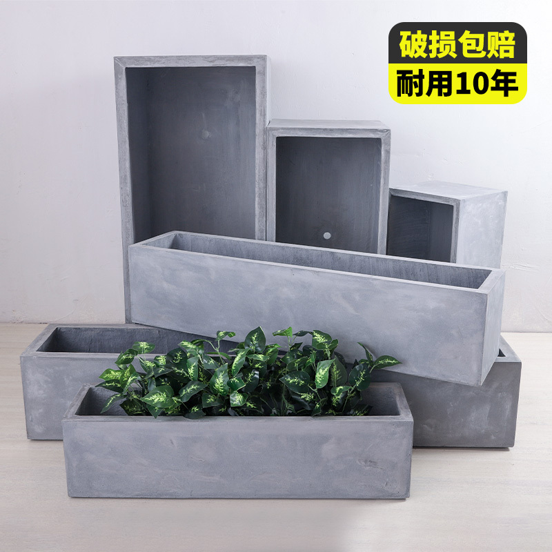 Rectangular Cement Flower Pot, New Model, Outdoor Balcony Garden Green Plant Floor Pot, Long Strip Vegetable Planting Magnesium Clay Flower Box