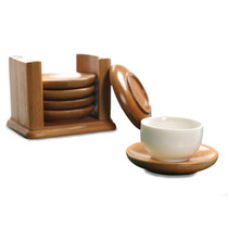 Zhongdi tea set Bamboo coaster Round cup and saucer Square insulation pad Cup holder set Kung Fu tea set Tea ceremony