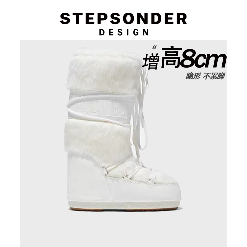 Moon Boots New 2026 Winter Long Warm Thick-Soled White Furry Boots Waterproof Non-Slip High-Top Snow Boots for Women