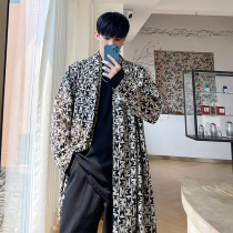 Autumn long windbreaker mens thin fashion letter printed cardigan cloak jacket Joker Korean version loose handsome