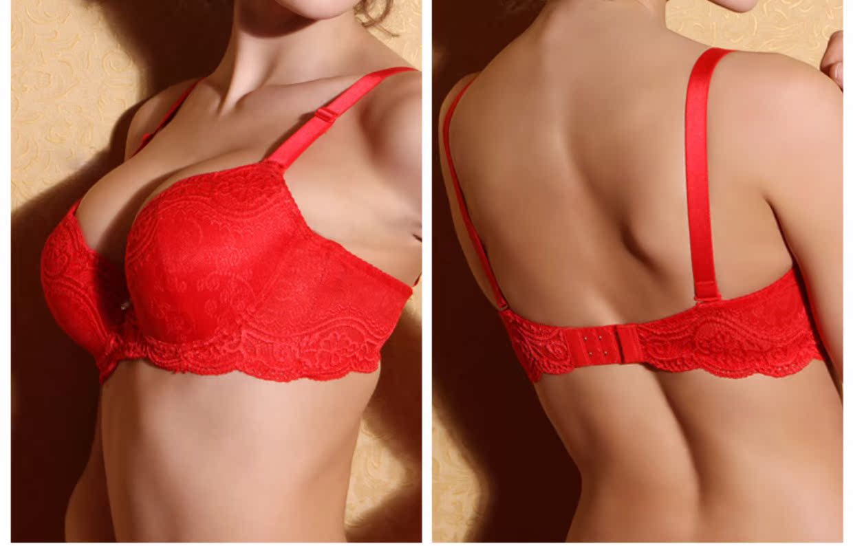 ToBarbe / thỏ sủa đồ lót ren điều chỉnh tập hợp phụ nữ áo ngực dày ngực nhỏ quần lọt khe