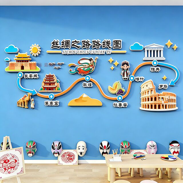 Kindergarten Environmental Silk Road Wall Sticker