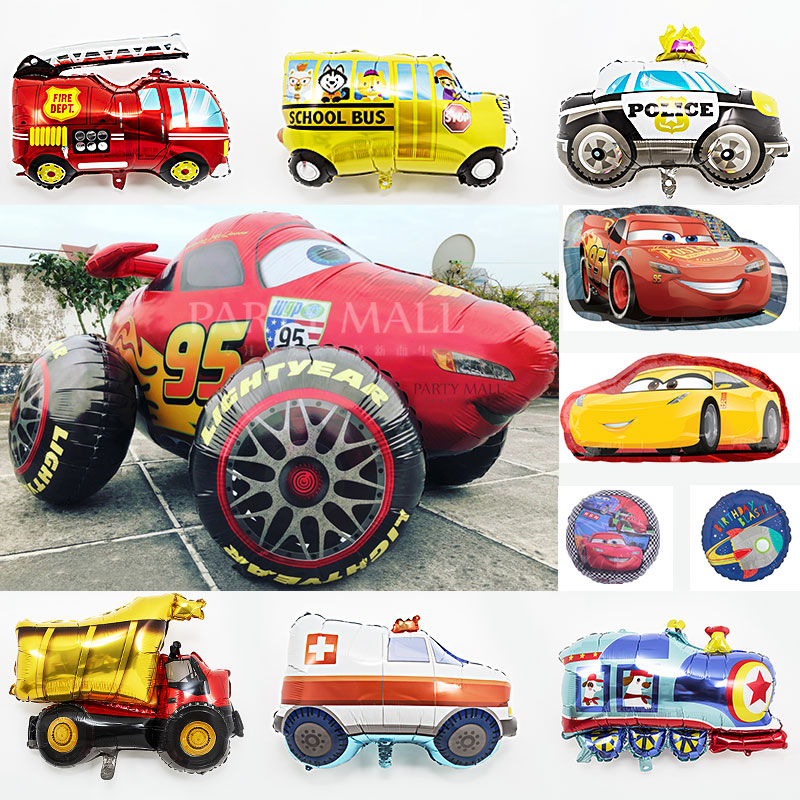 Auto racing motorsport aluminum foil balloon McQueen fire truck police car boy birthday party balloon layout