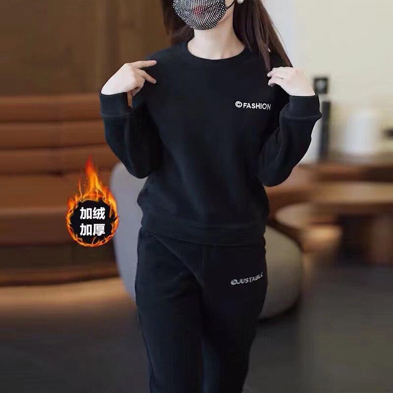Спортивный костюм для отдыха, комплект, модная утепленная толстовка, городской стиль для девушки 