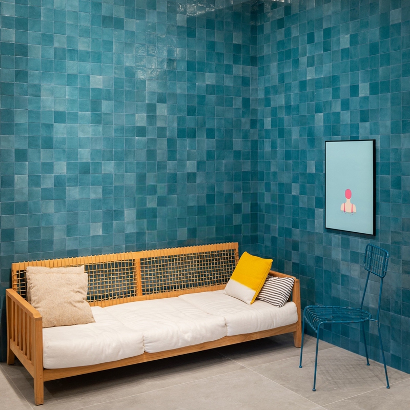 Mountain Sequence, Malazi, Italian Imported Ink Blue, Sky Blue, Salvia Yellow, Turquoise, Porcelain Green, Forest Green, Wall and Floor Mountain Sequence, Malazi, Italian Imported Ink Blue, Sky Blue, Salvia Yellow, Turquoise, Porcelain Green, Forest Green, Wall and Floor