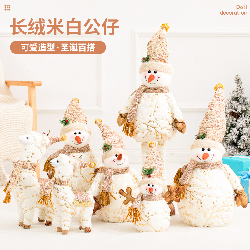 Christmas decorations doll snowman elk alpaca pull cart Christmas hotel shopping mall window scene decoration decoration