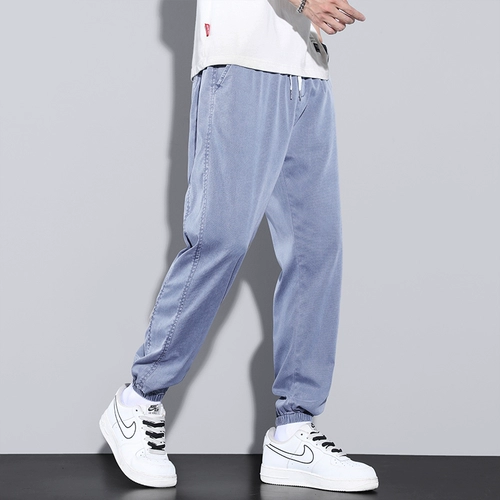 Тонкие летние джинсы, шелковые штаны для отдыха, свободный крой