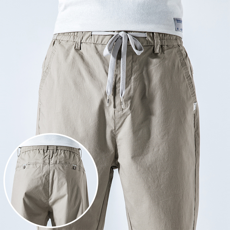 2023 Summer Men's Leisure Pants Loose Straight Bowl Rope and Tight Tie Tie Tie Tie