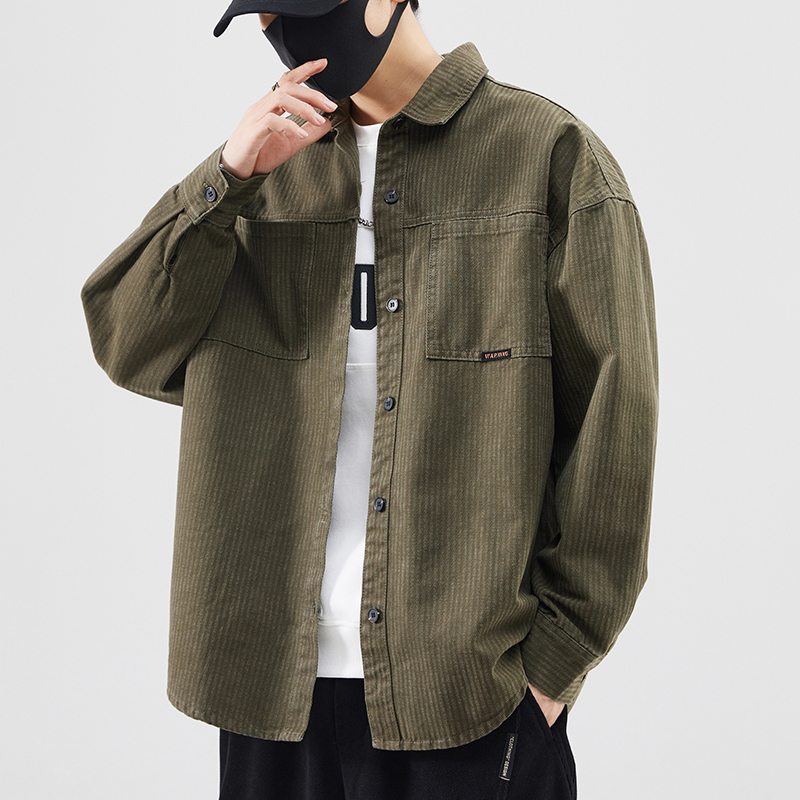 Men's Long-Sleeved Shirt Autumn New Style Cleanfit Japanese Style Lapel Pure Cotton Casual Fashion Boxy Shirt Jacket