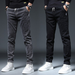 Эластичность джинсы мужской 2025 новый весна время года свободный жесткая талия прямо тонкий брюки тонкая модель случайный 𫔮 брюки