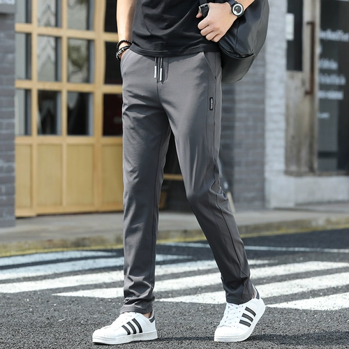 Мужские быстросохнущие шелковые летние ультратонкие тонкие трендовые штаны для отдыха, свободный прямой крой