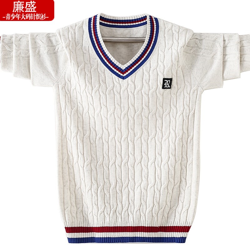 White V-Neck Sweater for Men, Autumn and Winter Pullover, Lazy College Style Knitted Wool Sweater White V-Neck Sweater for Men, Autumn and Winter Pullover, Lazy College Style Knitted Wool Sweater