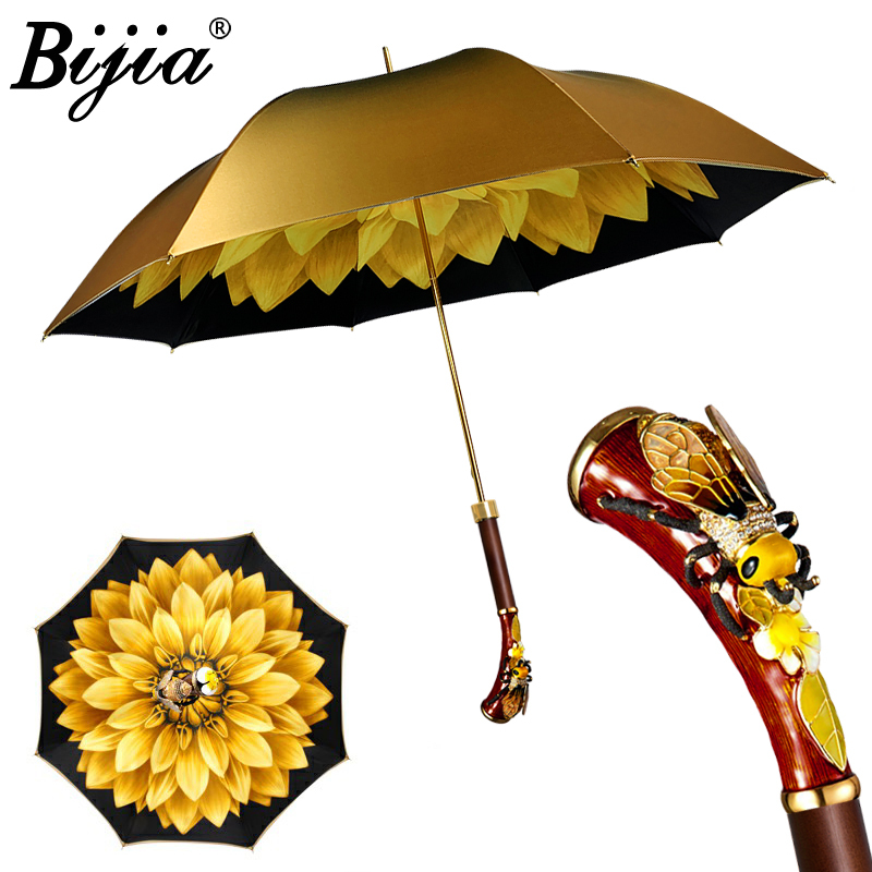 Bijia Bee Umbrella Double Layer Flower Crystal British Sun Umbrella Bee Rain Umbrella Parasol Goddess Long Handle
