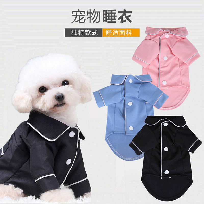 Pet French Pajamas, Small Dog Clothes, Teddy, Poodle, Bichon, Pomeranian, Cat Clothing, Two-Legged Clothes, All-Season Wear