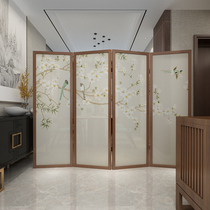  Chinese flower and bird screen partition solid wood folding entrance living room semi-transparent yarn Hotel restaurant mobile bedroom folding screen