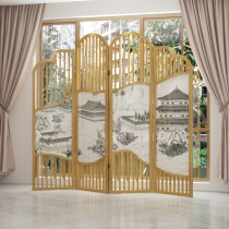  Partition screen living room mobile folding modern simple occlusion home bedroom entrance Chinese solid wood door folding screen