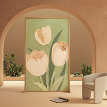Screen partition living room mobile porch entry office block entrance oil painting tulip bedroom solid wood seat screen