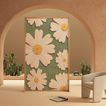 Oil painting screen partition living room French entry door mobile office bedroom entry door solid wood chrysanthemum seat screen decoration