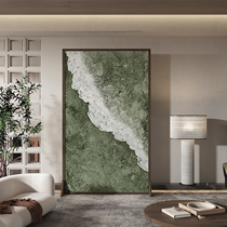 Screen partition living room modern minimalist movable porch office cover decoration wave oil painting solid wood seat screen