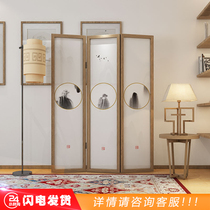 New Chinese solid wood screen entrance folding living room partition Dining room bedroom movable modern simple folding screen home