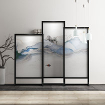  Modern Chinese style simple solid wood screen Living room bedroom partition Home entrance office mobile seat screen occlusion