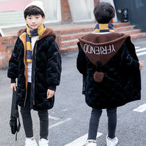 Boy cotton clothes gold velvet plus suede thickened boy 2021 new winter clothing cotton clothes CUHK Tong Yang Gas Even cap cotton padded jacket