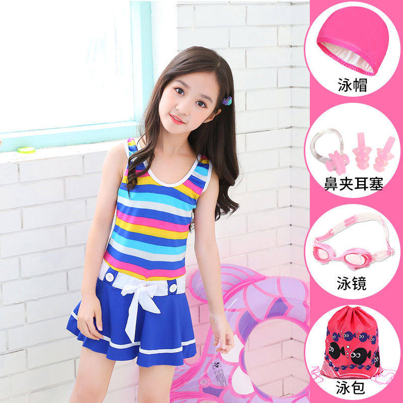 Girls Swimwear Summer 2022 New Cute Skirt Swimwear Girls Kids Middle and Big Kids Fashion One Piece Swimwear