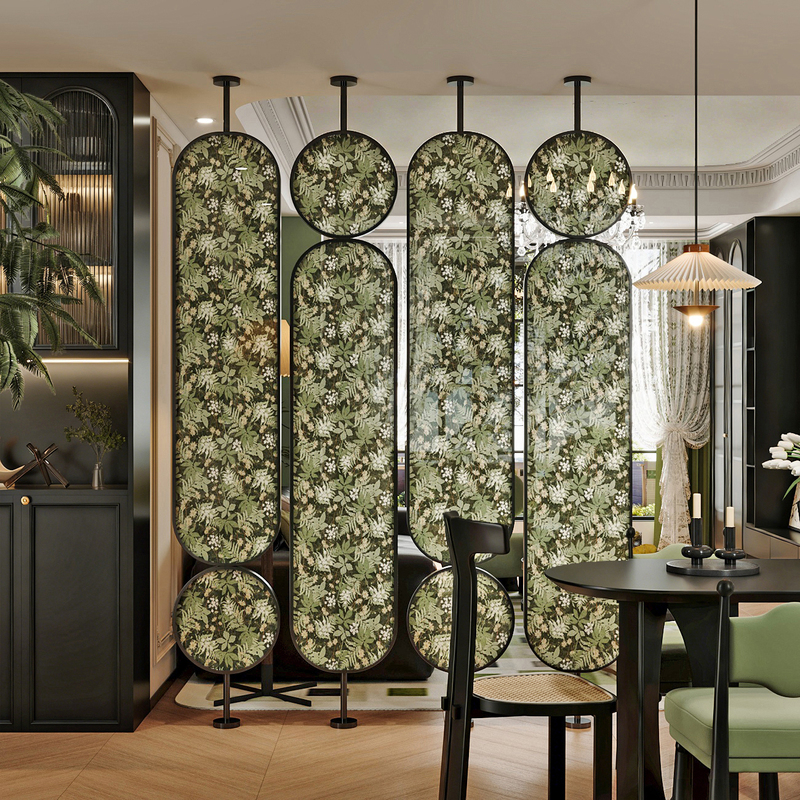Screen Partition for Living Room Entrance, Entryway, and Home Use, Stainless Steel Rotating Mirror, Foldable, Floor-To-Ceiling