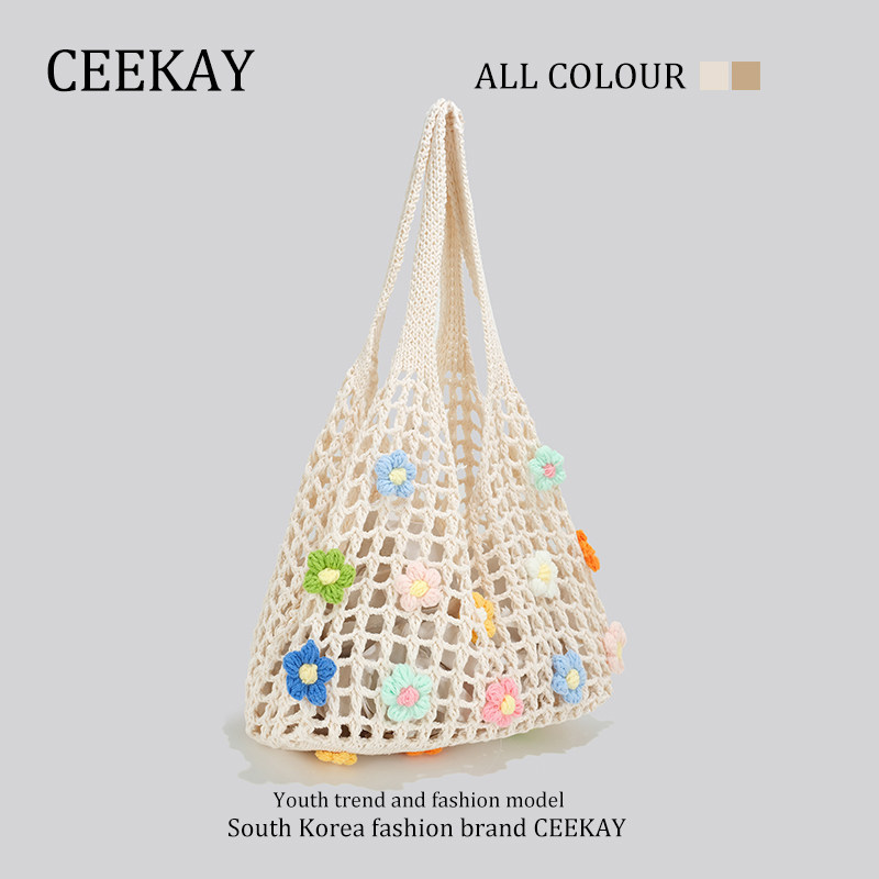 CEEKAY Summer Beach Vacation Straw Tote Bag Large Capacity Shoulder Underarm Bag for Women - Thumbnail 2