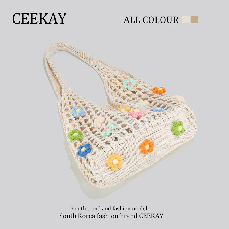 CEEKAY Summer Beach Vacation Straw Tote Bag Large Capacity Shoulder Underarm Bag for Women - Thumbnail 3