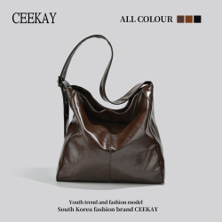 Ceekay Original Design Large-Capacity Tote Bag for Women 2026 New Pu Leather Fashionable Simple Commuter Crossbody Bag