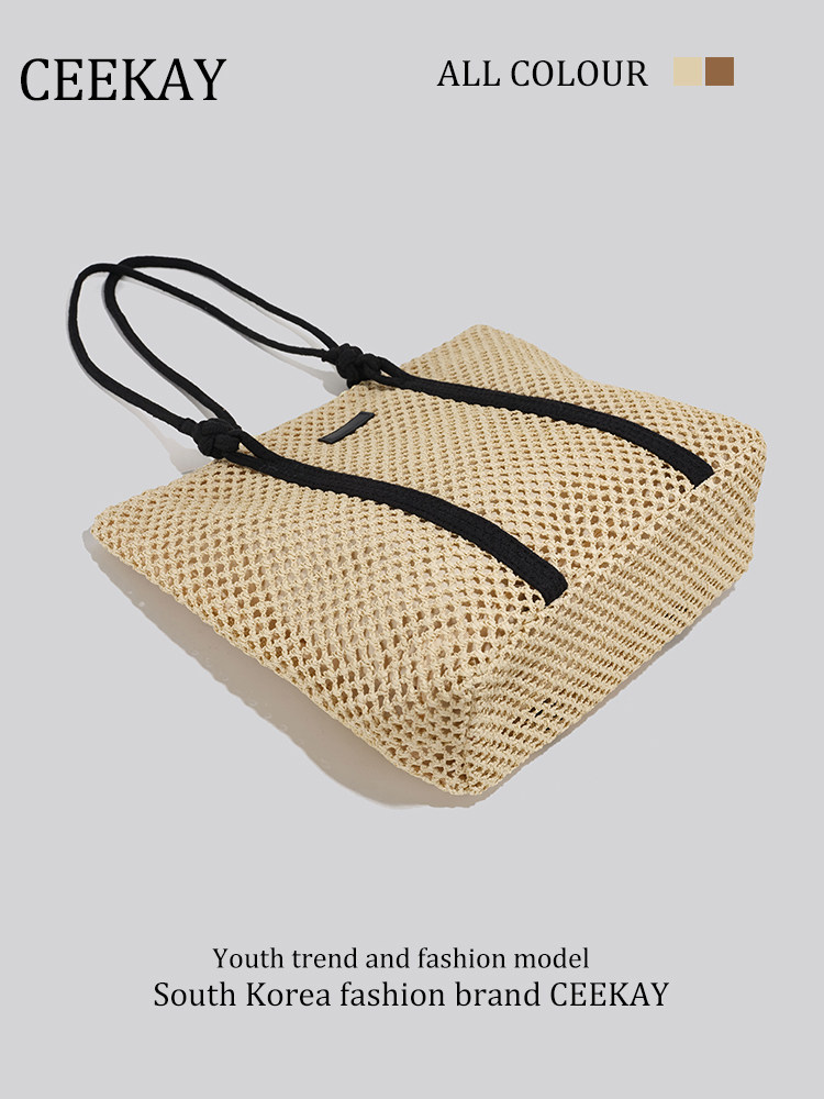 Ceekay Genuine Straw Woven Bag Tote Bag Seaside Beach Bag Large Capacity Woven Bag for Women Summer 2025 New Model