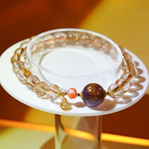 FS Jewelry 18k Gold Translucent Gold Teeth Purple Titanium Bracelet