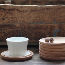 Liangyuan still products Nordic style paint-free Beech small round dish Whole wood coffee and tea tray Solid wood coaster